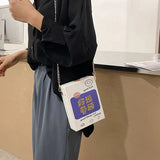 Crossbody Bags Women Letter Printed Casual Chain Mini Shoulder Bags