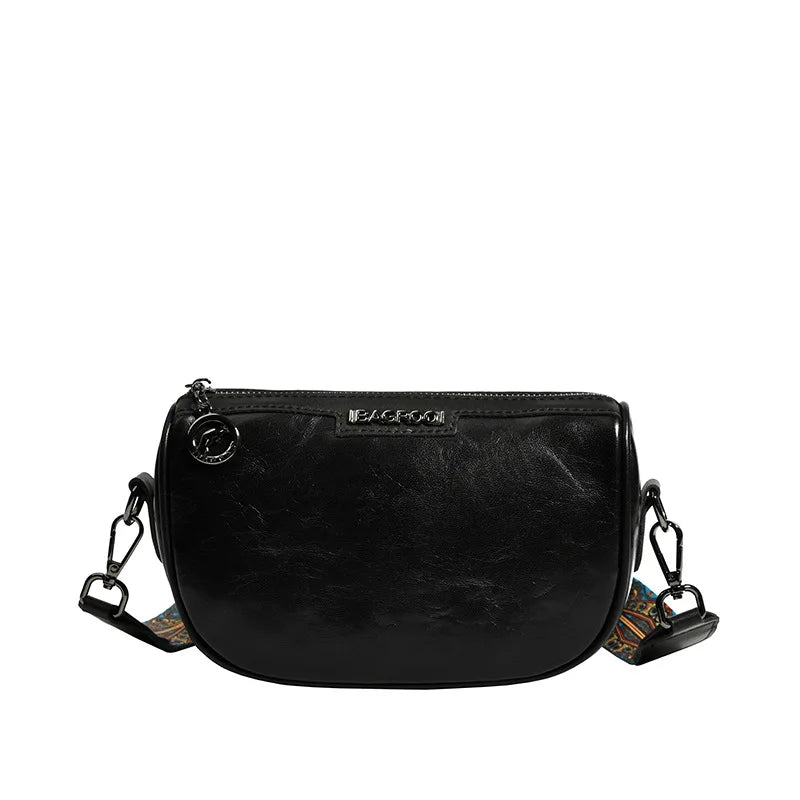 Women's Leather Crossbody Bag with Wide Strap