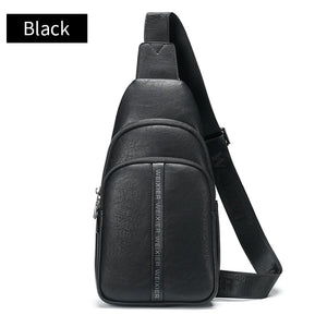 Men's Crossbody Messenger Chest Bag Waterproof PU Shoulder Pack
