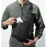 Men's Crossbody Messenger Chest Bag Waterproof PU Shoulder Pack