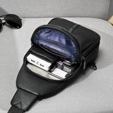 Men's Crossbody Messenger Chest Bag Waterproof PU Shoulder Pack