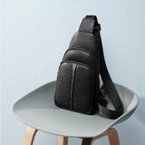 Men's Crossbody Messenger Chest Bag Waterproof PU Shoulder Pack