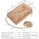 Cork Pattern Leather Crossbody Bag Chain Shoulder Strap Small Handbag
