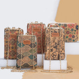 Cork Pattern Leather Crossbody Bag Chain Shoulder Strap Small Handbag