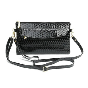 Women's PU Lattice Shoulder Bag with Wrist Strap
