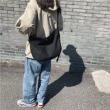 Canvas Crossbody Bag Adjustable Strap Solid Harajuku Schoolbag
