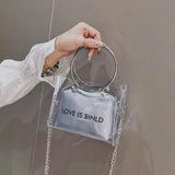 Women Circle Wrist Handbag Transparent Square Shoulder Bag