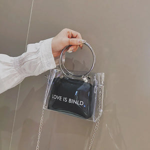 Women Circle Wrist Handbag Transparent Square Shoulder Bag