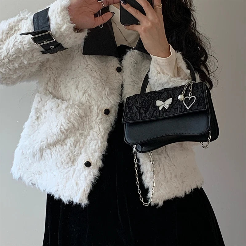 Vintage Chain Retro Butterfly Female Small Square Shoulder Bag