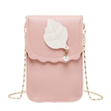 Leaf Mobile Phone Bag College Wind Purse Key Case Messenger Bag PU Shoulder Bag
