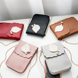 Leaf Mobile Phone Bag College Wind Purse Key Case Messenger Bag PU Shoulder Bag