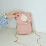 Leaf Mobile Phone Bag College Wind Purse Key Case Messenger Bag PU Shoulder Bag