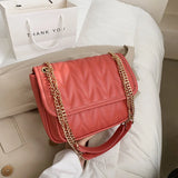 Leather Crossbody Messenger Bag for Women with Chain Strap