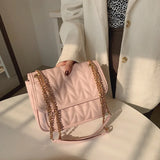 Leather Crossbody Messenger Bag for Women with Chain Strap