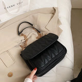 Leather Crossbody Messenger Bag for Women with Chain Strap