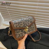 Leather Crossbody Shoulder Bag Ladies Leopard Pattern Messenger Small Square Bag