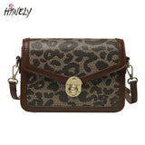 Leather Crossbody Shoulder Bag Ladies Leopard Pattern Messenger Small Square Bag