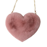 Rex Rabbit Fur Love Bag Peach Heart Shaped Crossbody Bag