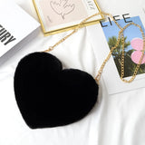 Rex Rabbit Fur Love Bag Peach Heart Shaped Crossbody Bag