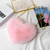 Rex Rabbit Fur Love Bag Peach Heart Shaped Crossbody Bag