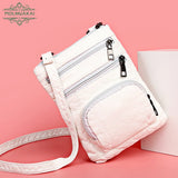 Vintage Crossbody Bag Girls Multi-pocket Shoulder Bags Washed Leather Phone Pack