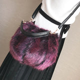 Plush Crossbody Bucket Bag Retro fur Shoulder Bag
