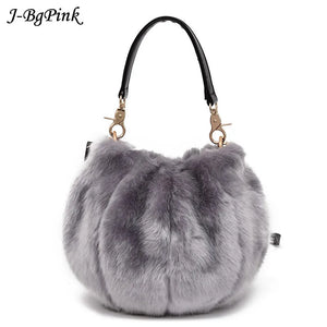 Plush Crossbody Bucket Bag Retro fur Shoulder Bag