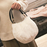 Plush Crossbody Bucket Bag Retro fur Shoulder Bag