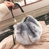 Plush Crossbody Bucket Bag Retro fur Shoulder Bag