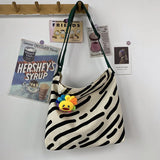 Canvas Crossbody Bag Large Capacity Zipper Line Schoolbag