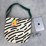 Canvas Crossbody Bag Large Capacity Zipper Line Schoolbag