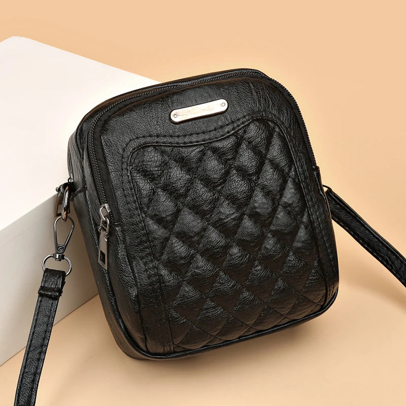 Leather Crossbody Bags Diamond Lattice Handbags for Women