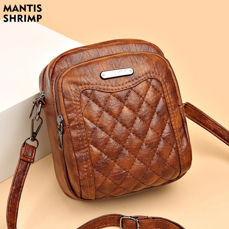 Leather Crossbody Bags Diamond Lattice Handbags for Women