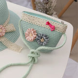 Mini Straw Beach Bag Casual Weaving Crossbody Shoulder Bag Floral Rattan Bag