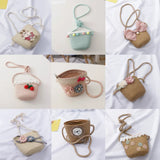 Mini Straw Beach Bag Casual Weaving Crossbody Shoulder Bag Floral Rattan Bag