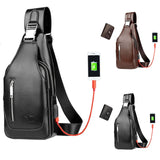 Men's Crossbody Phone Bag Chest Sling Bag with Headphone Jack