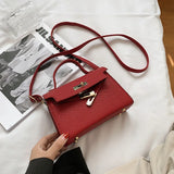 Small Solid PU Leather Shoulder Messenger Flap Handbag Female