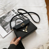 Small Solid PU Leather Shoulder Messenger Flap Handbag Female