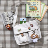 Sweet Printed Canvas Messenger Bag Women Casual Crossbody Shoulder Pouch