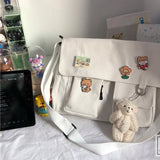 Sweet Printed Canvas Messenger Bag Women Casual Crossbody Shoulder Pouch