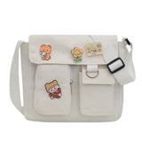 Sweet Printed Canvas Messenger Bag Women Casual Crossbody Shoulder Pouch