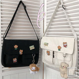 Sweet Printed Canvas Messenger Bag Women Casual Crossbody Shoulder Pouch