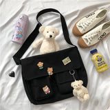 Sweet Printed Canvas Messenger Bag Women Casual Crossbody Shoulder Pouch