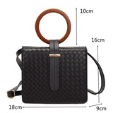 Crossbody Woven Bags Leather Handle Flap Shoulder Messenger Bags
