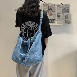 Denim Large Tote Bag Shoulder Bag Canvas Bag