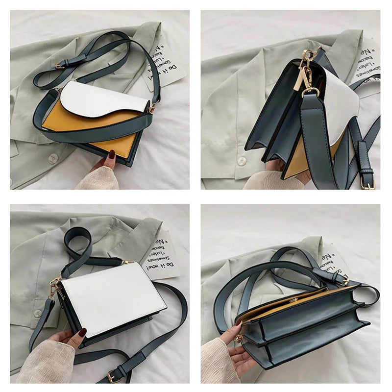 Women Candy Leather Messenger Crossbody Bag