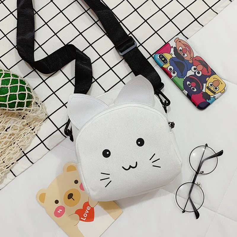 Cartoon Cat Plush Crossbody Bag for Women