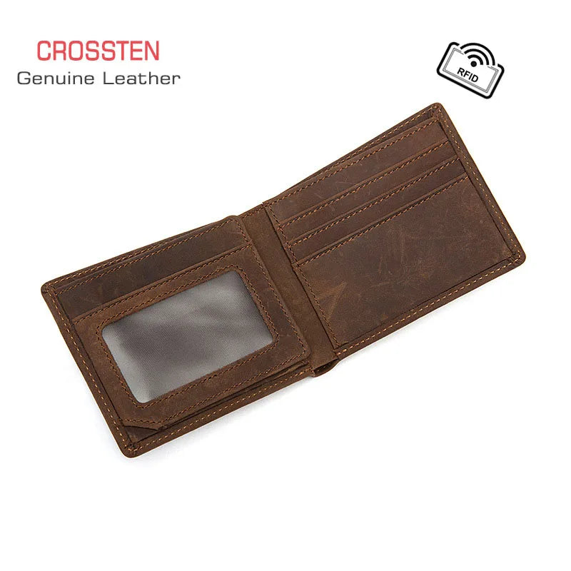 Crossten Genuine Leather Men Wallet Vintage Cowboy Style
