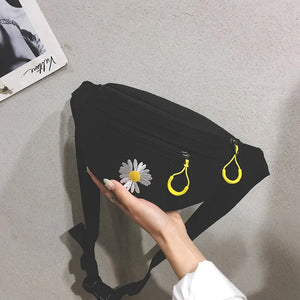 Canvas Waist Bag Women Leisure Fanny Pack Letter Bum Bag Crossbody Chest Bag