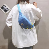 Canvas Waist Bag Women Leisure Fanny Pack Letter Bum Bag Crossbody Chest Bag